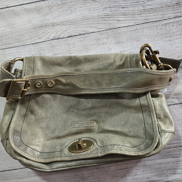Rare Coach Sage Leather Shoulder Bag - Picture 5 of 13